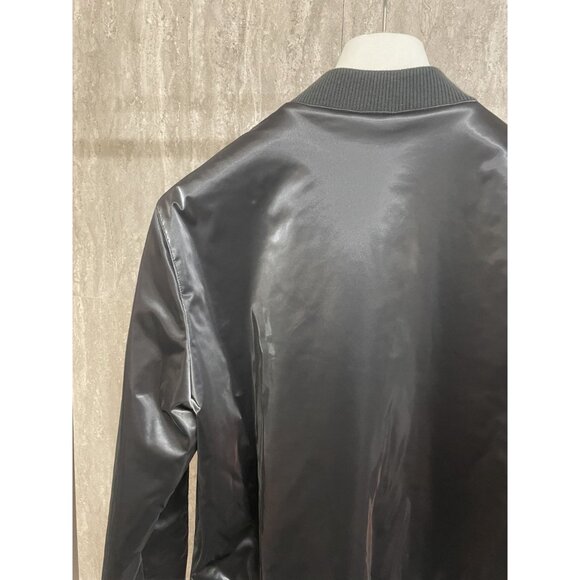Hermes Mens Black Satin Bomber Jacket With Zippered Pockets & Ribbed Collar/Cuff - Picture 4 of 12